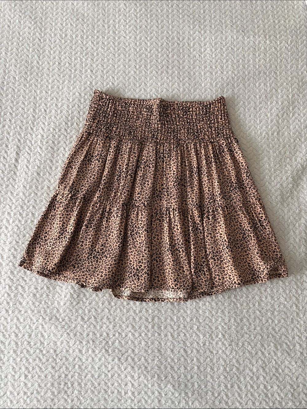 Smocked Waist Leopard Print Mini Skirt - Brown